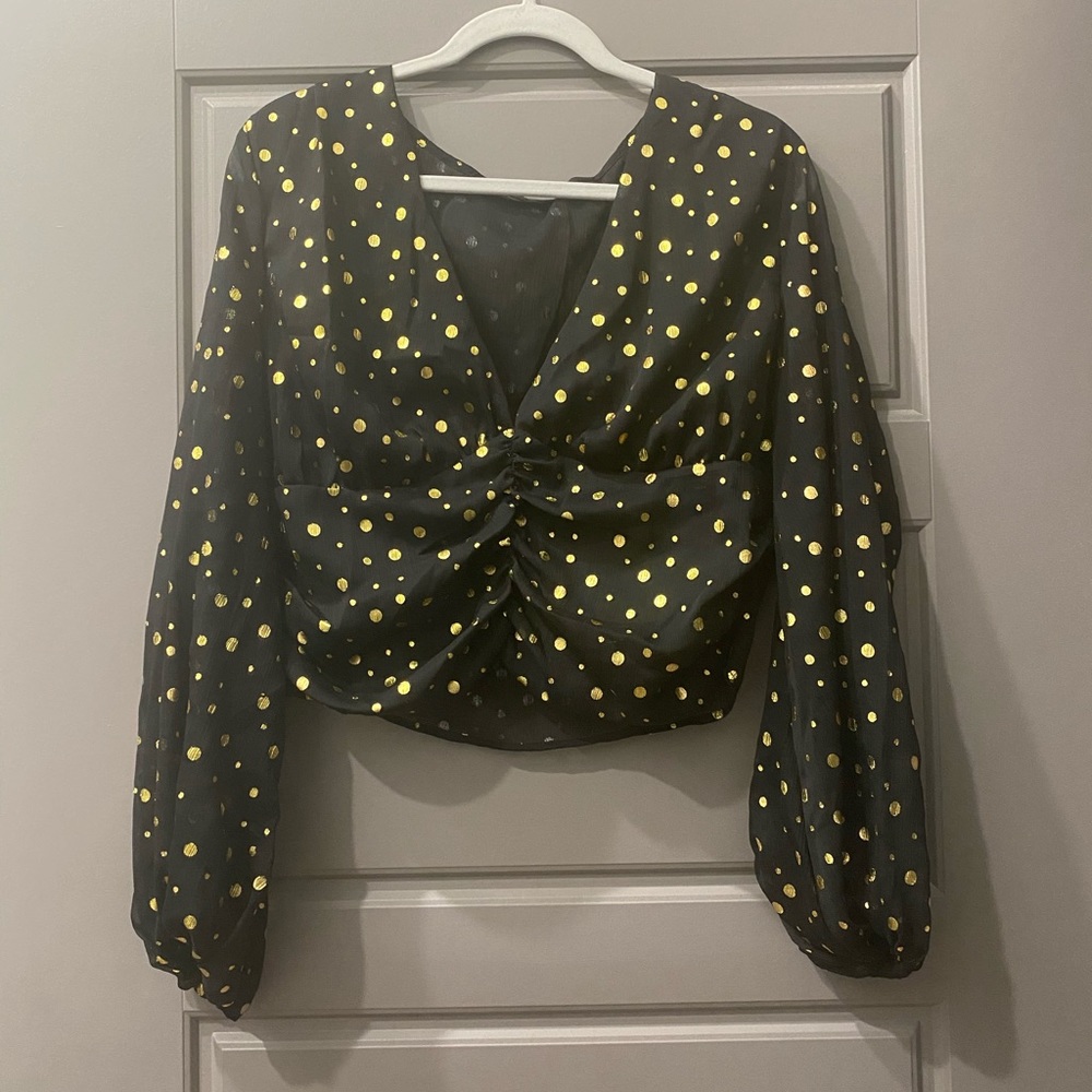 Sheer Gold-Spotted Black Top